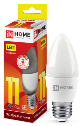 Лампа светодиодная LED-СВЕЧА-VC 11Вт 230В Е27 1050Лм с гарантией 2 года