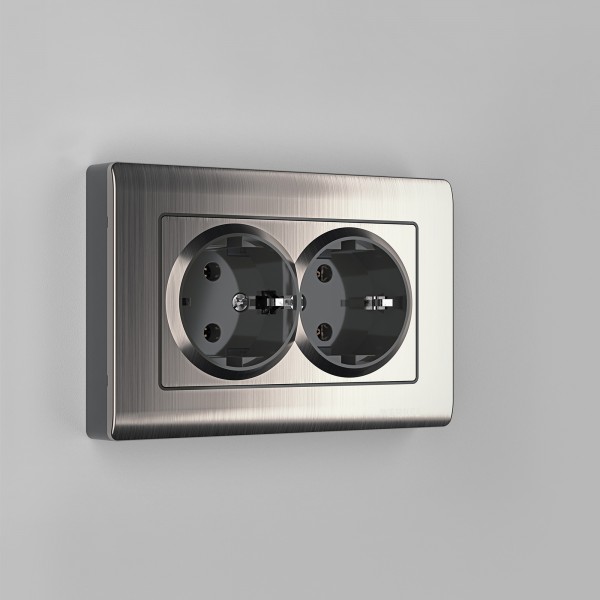 Рамка для двойной розетки W0081602 Metallic (глянцевый никель) - купить в Новосибирске