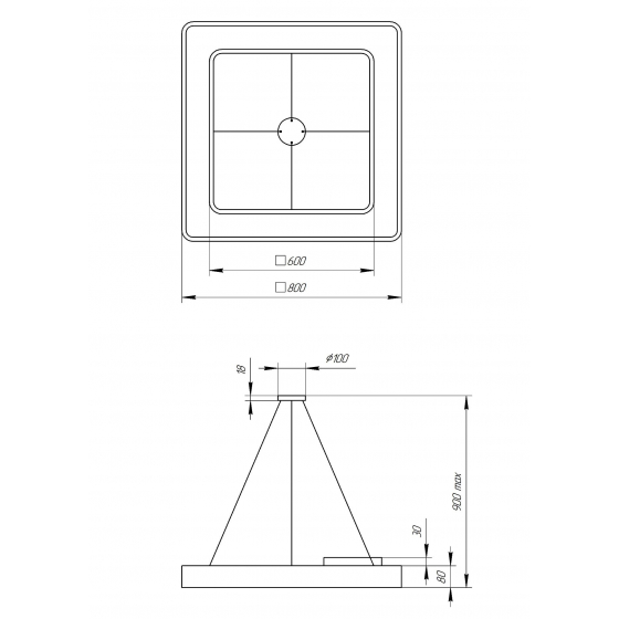 Светильник светодиодный Geometria ЭРА Quadro SPO-162-W-40K-070 70Вт 4000К 4200Лм IP40 800*800*80 белый подвесной