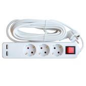 Сетевой фильтр 3GSU-5-SMART 3-Х МЕСТН C ВЫКЛ 2-Х USB 10А С З/К 5М 8535 - купить в Новосибирске
