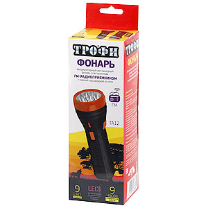 TA12 Фонарь Трофи Акку 4V1Ah, FM-радио + 9xLED, карт с гарантией 