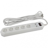 USF-5es-1.5m-USB-W Сетевой фильтр ЭРА (белый) с заземл, 3x0,75мм2, с выкл, 5гн+2USB, 1.5м - купить в Новосибирске