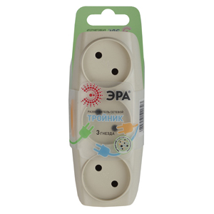 SP-3-I ЭРА Тройник 3гн, без заземл. (сл. кость) - купить в Новосибирске